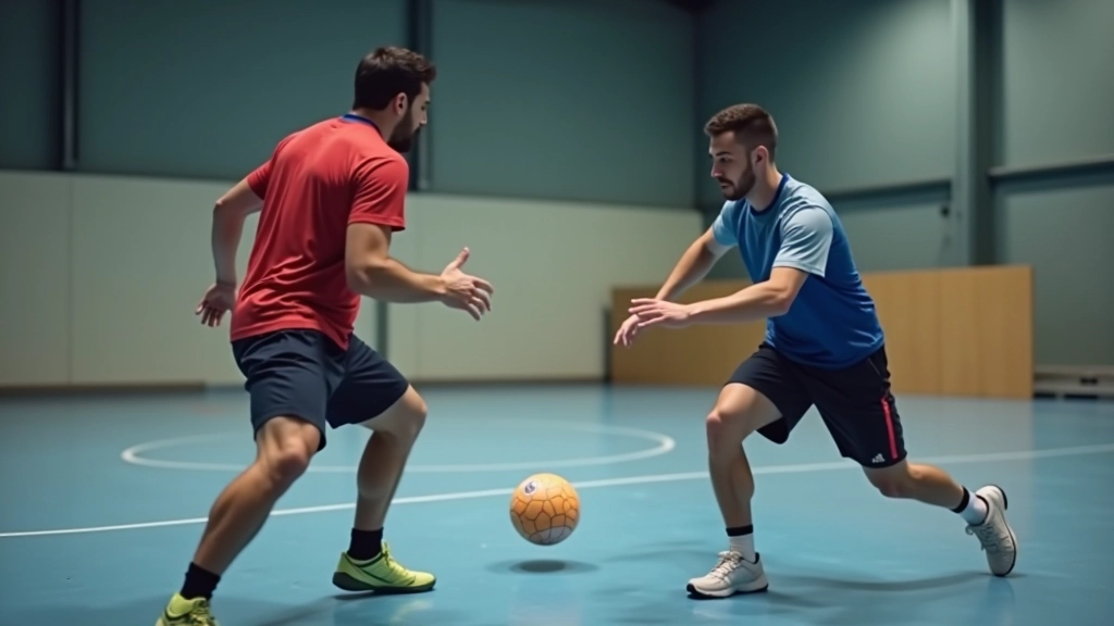 لاعبان يتمرسان على الدفاع الفردي مع تحركات سريعة ومتابعة اللاعب الهجومي